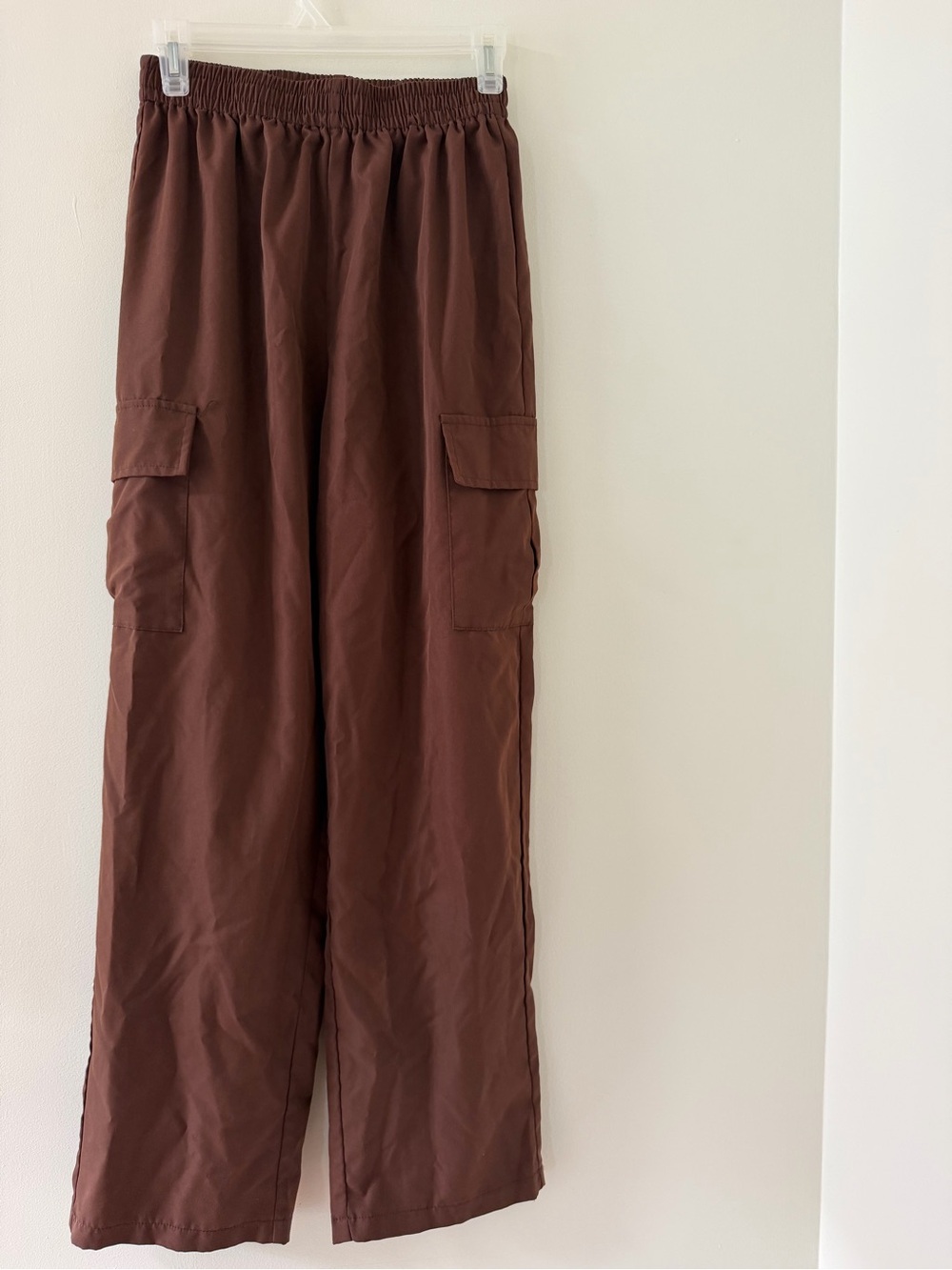 SHEIN Cargo Pants Womens M Brown Like New Wide Leg Elastic Waist Pockets